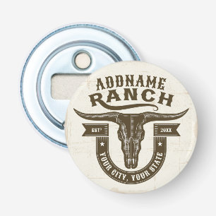 Personalized NAME Bull Steer Skull Western Ranch Bottle Opener