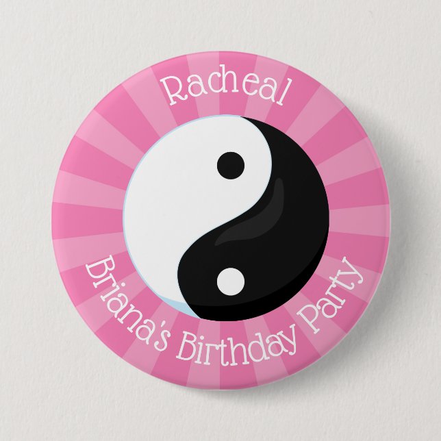 Personalized Name Button Karate Party for a Girl (Front)