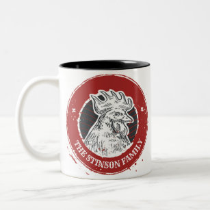 Personalized NAME Chicken Custom Country Rooster Two-Tone Coffee Mug