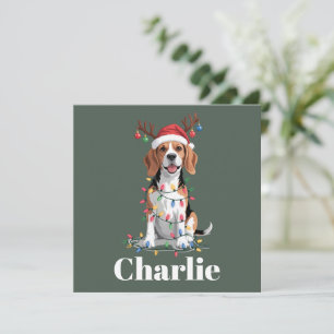 Personalized Name Christmas Beagle Dog Lover Holiday Card