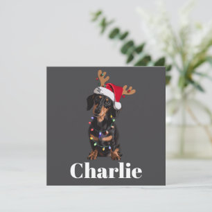 Personalized Name Christmas Dachshund Dog Lights Holiday Card