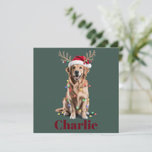 Personalized Name Christmas Golden Retriever Dog Holiday Card