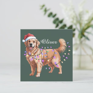 Personalized Name Christmas Golden Retriever Dog  Holiday Card
