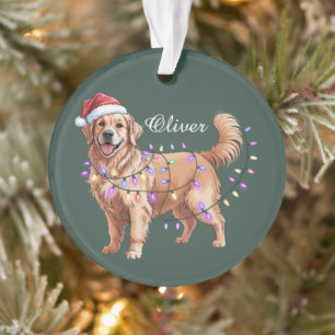 Personalized Name Christmas Golden Retriever Dog  Ornament