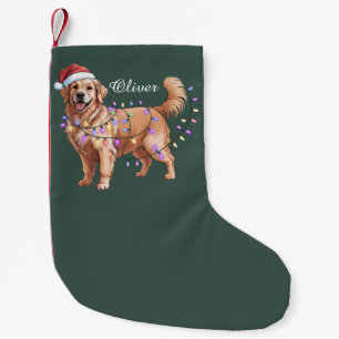 Personalized Name Christmas Golden Retriever Dog Small Christmas Stocking