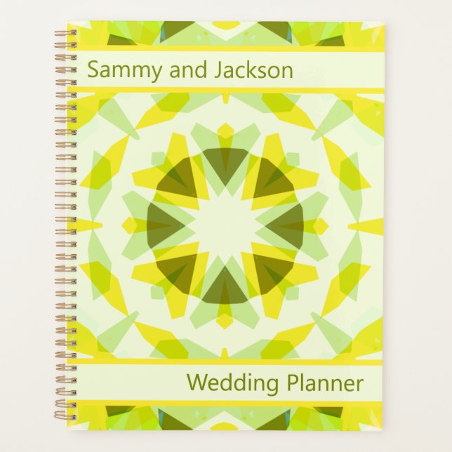 Personalized Name Citrus Green Yellow Star Wedding Planner (Front)