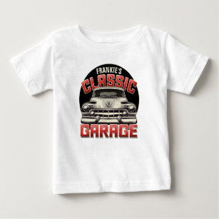 Personalized NAME Classic Car Garage Custom Shop Baby T-Shirt