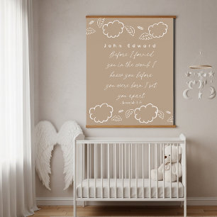 Personalized Name Cloud Jeremiah 1:5 Nursery Beige Hanging Tapestry