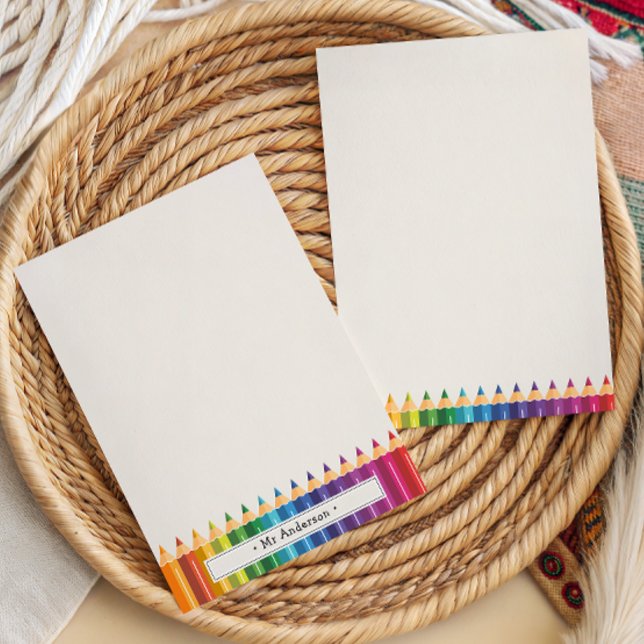 Personalized Name Colorful Pencils Teacher's Card (Creator Uploaded)