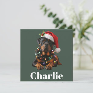 Personalized Name Custom Rottweiler Dog Christmas  Holiday Card