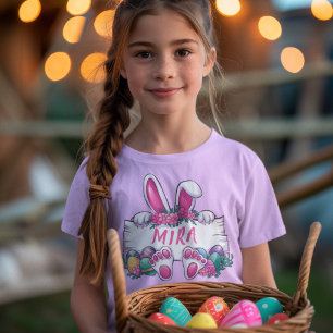 Personalized Name Cute Easter Bunny Kids T-Shirt
