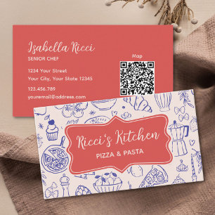 Personalized Name Cute Hand Drawn Food QR Code Business Card