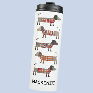 Personalized Name Dachshund Wiener Sausage Dog Thermal Tumbler