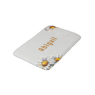 Personalized Name Daisies  Bath Mat