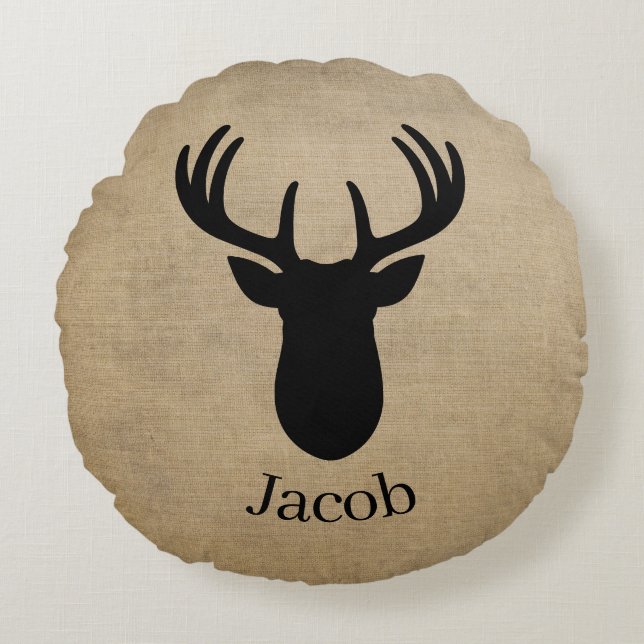 Personalized Name Deer  Round Cushion (Front)