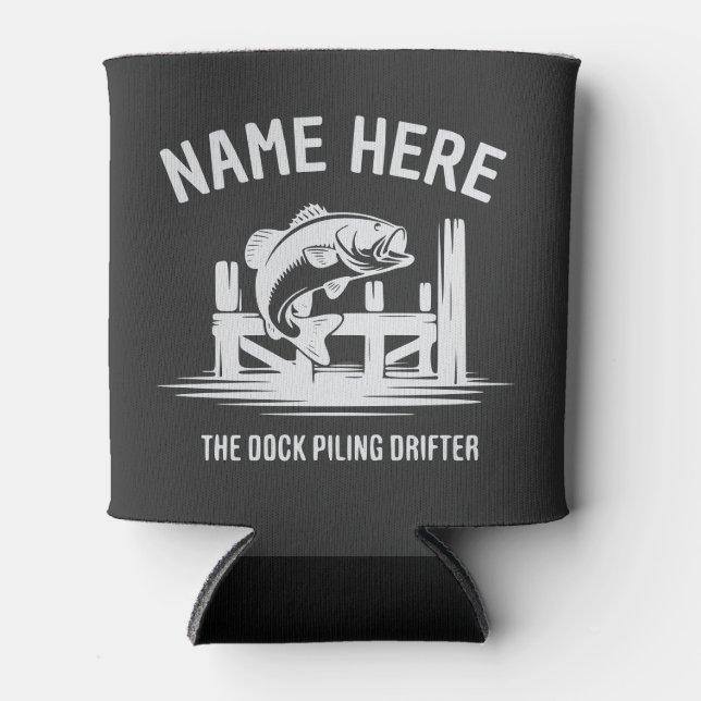 Personalized Name Dock Shadow Bass Can Cooler (Front)