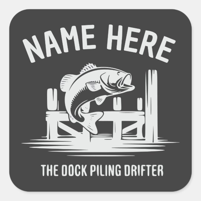 Personalized Name Dock Shadow Bass Square Sticker (Front)