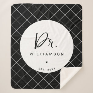 Personalized Name Dr Minimalist Doctor Graduation Sherpa Blanket