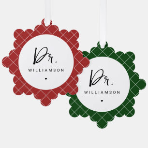 Personalized Name Dr Minimalist Doctor Tree Decoration Card