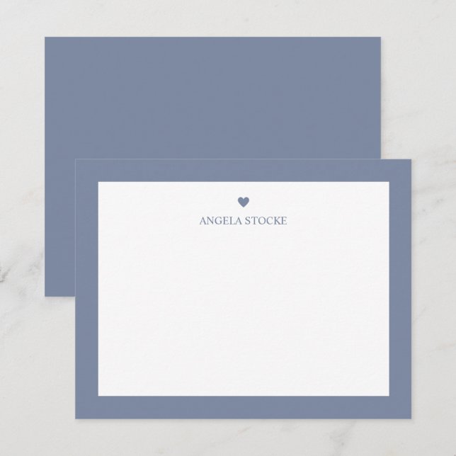 Personalized Name Dusty Blue Heart Card (Front/Back)