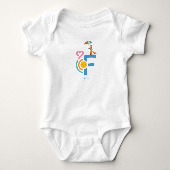 personalized name F Baby Body Strampler Baby Bodysuit (Front)