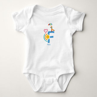 personalized name F Baby Body Strampler Bodysuit