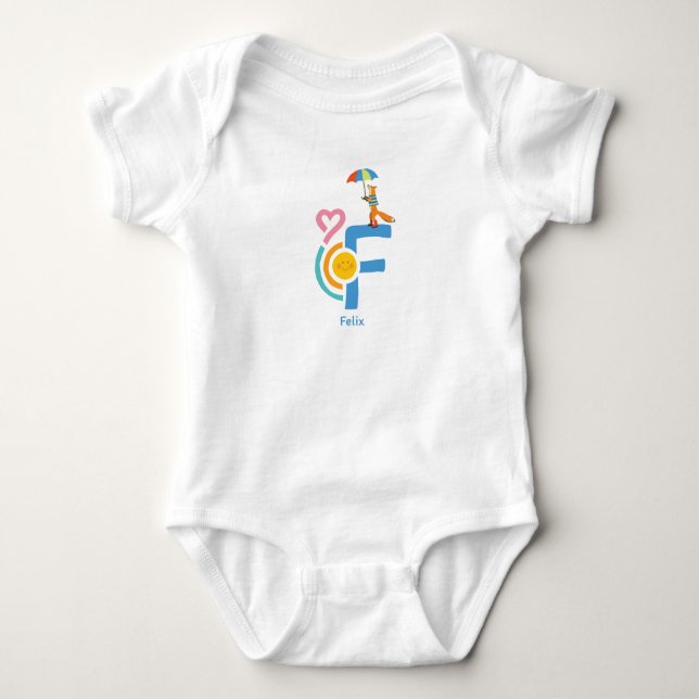 personalized name F Baby Body Strampler Bodysuit (Front)