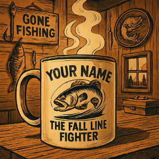 Personalized Name Fall Line Bass Two-Tone Coffee Mug