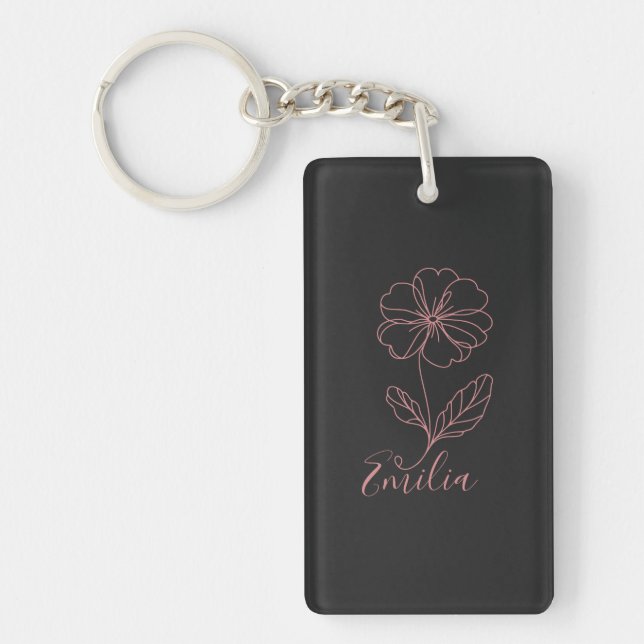 Personalized name February primrose Birth Flower Key Ring (Front)