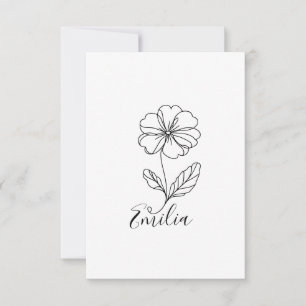 Personalized name February primrose Birth Flower Thank You Card