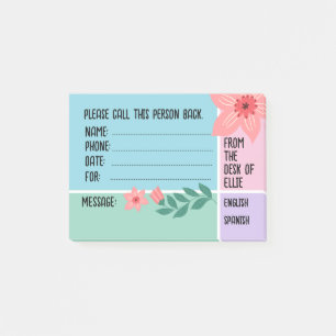 Personalized Name Floral Flowers Phone Office Post-it Notes