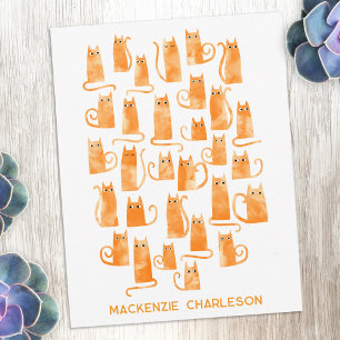 Personalized Name Fun Orange Ginger Cat Card