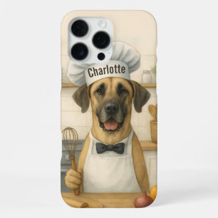 Personalized Name Funny Great Dane Dog Chef iPhone 16 Pro Max Case