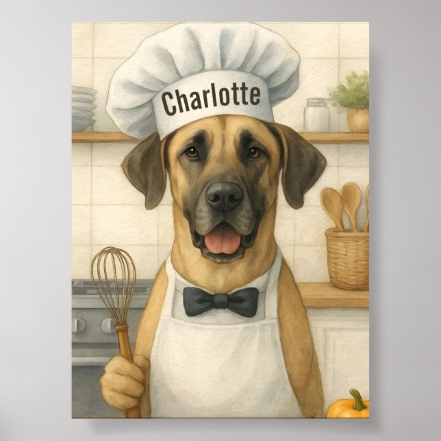 Personalized Name Funny Great Dane Dog Chef Poster (Front)
