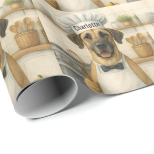 Personalized Name Funny Great Dane Dog Chef Wrapping Paper