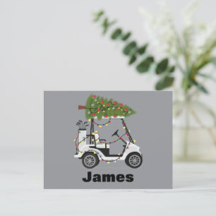 Personalized Name Golfer Christmas Golf Cart Xmas  Holiday Postcard