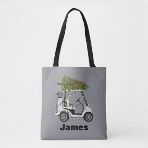 Personalized Name Golfer Christmas Golf Cart Xmas  Tote Bag