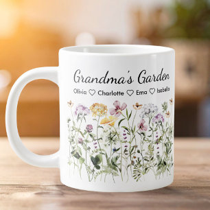 Personalized Name Grandma's Garden Mothers Day  Large Coffee Mug