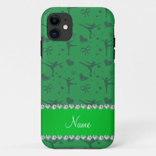 Personalized name green figure skating Case-Mate iPhone case