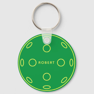 Personalized Name Green Pickleball Token Key Ring