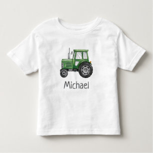 Personalized Name Green Tractor Farm Watercolor Toddler T-Shirt