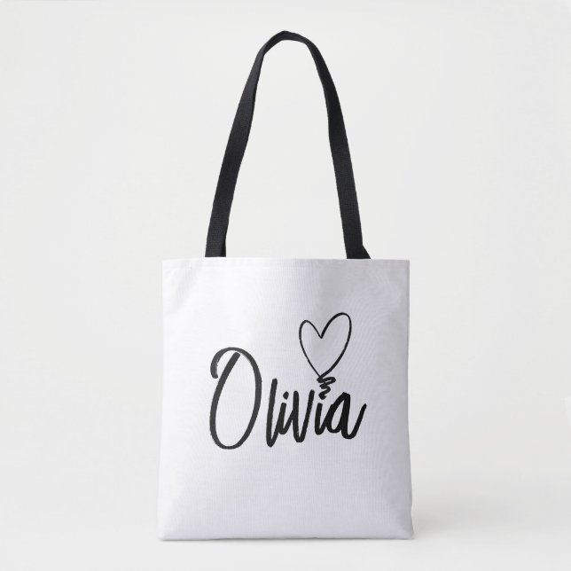 PERSONALIZED NAME HEART TOTE BAG (Front)