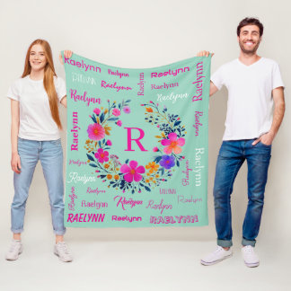 Personalized Name Initial Add Your Name Fleece Blanket