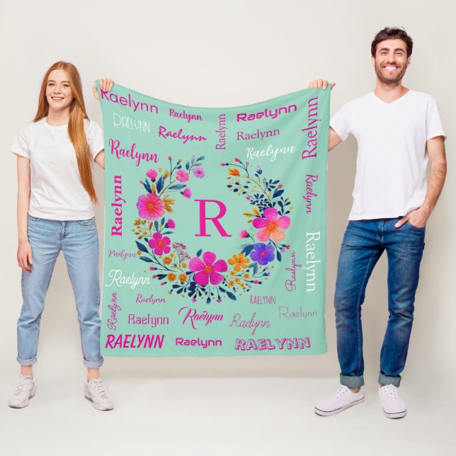 Personalized Name Initial Add Your Name Fleece Blanket (In Situ)