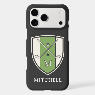 Personalized Name Initial Golf Crest Clubs Green