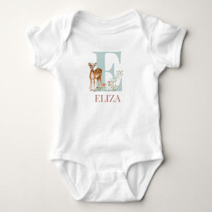 Personalized Name Initial Letter E Baby Bodysuit