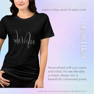 Personalized Name & Initial Unisex Tri-Blend Shirt