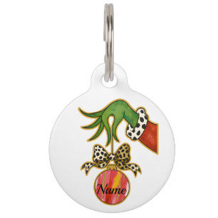 personalized Name Leopard Bow Parrot Ornament Pet Tag