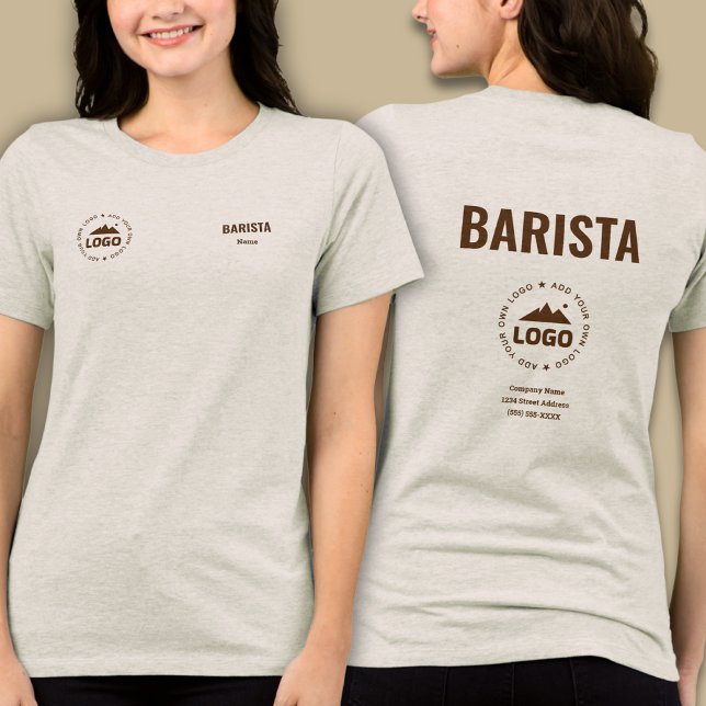 Personalized Name Logo Barista Uniform T-Shirt Tri-Blend Shirt (Creator Uploaded)