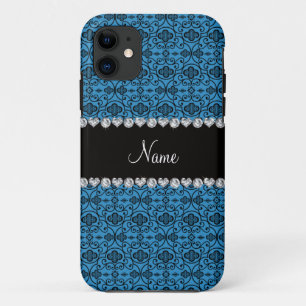 Personalized name misty blue moroccan trellis Case-Mate iPhone case